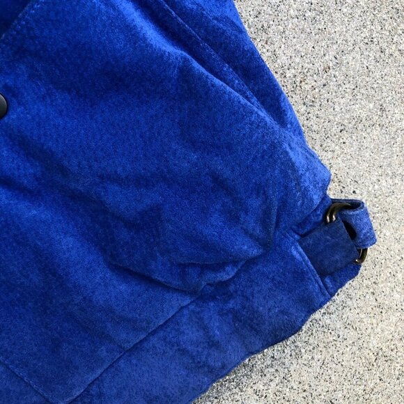 VTG 90s TIDEWATER TRADERS Jacket Women's LARGE Leather Suede Blue Retro Coat​​​ - Picture 4 of 14